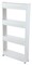 Basicwise Slim Storage Cart - 4 Tier Rolling Organizer Cabinet with Adjustable Shelves, Wheels, Freestanding, Fits Between Fridge and Counter, for Kitchen, Bathroom, Laundry, 4.75" W x 40.2" H, White